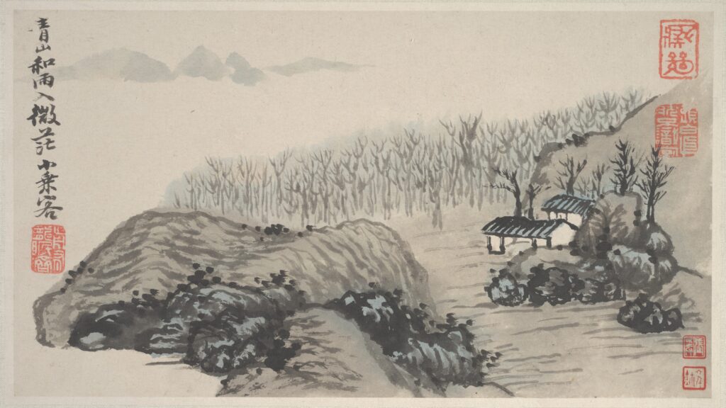 The Philosophy of Life in the Philosophy of Art in Shitao’s Huayulu
Shi Tao《四季山水圖冊》Mountains and Streams in the Four Seasons
Album leaf, ink and colour on paper
21 x 31.4  Metropolitan Museum of Art
